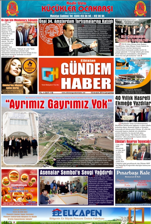 ELBİSTAN GÜNDEM HABER SAYI: 118