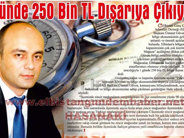 “Günde 250 Bin TL Dışarıya Çıkıyor”